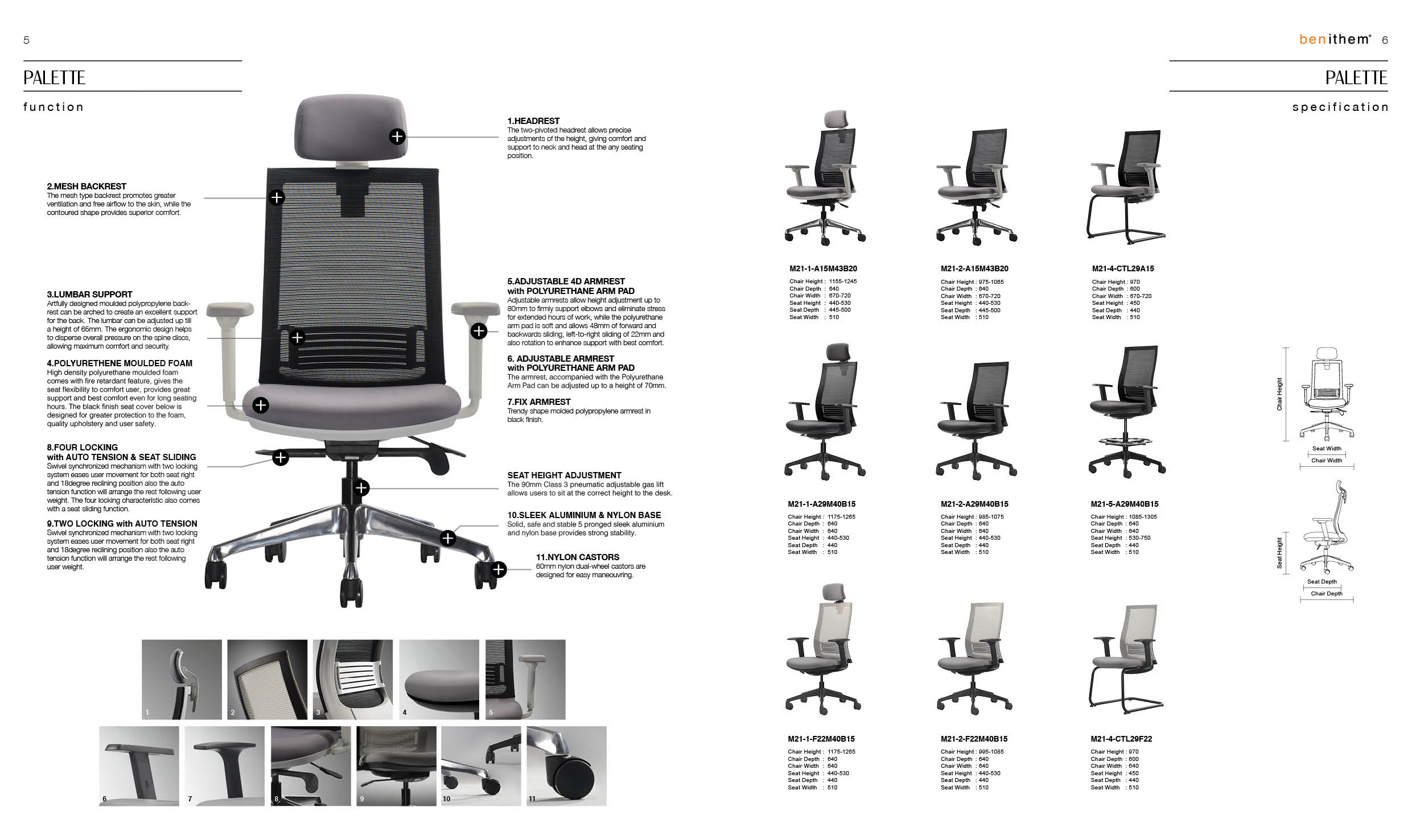 Catalogue - Office Mesh Chair PALETTE - Benithem® - Ergonomic Chair Manufacturer, Vegan Leather Office Chair Malaysia (KL, Johor, Melaka, Penang)